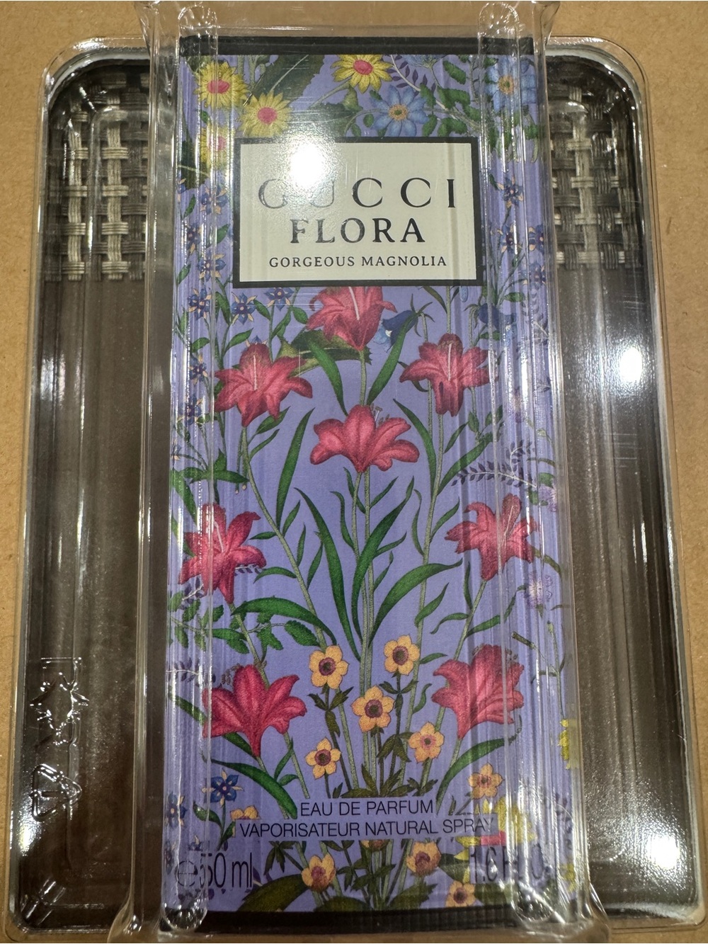 Gucci Floral Box in Purple with Pink Blooms